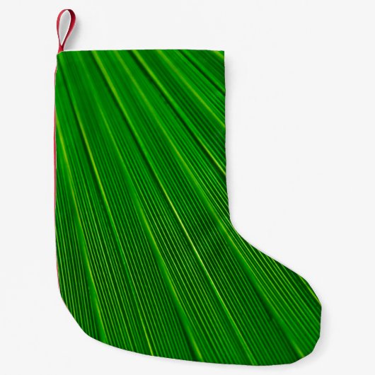 葉植物の背景のヤシの緑 スモールクリスマスストッキング (正面)
