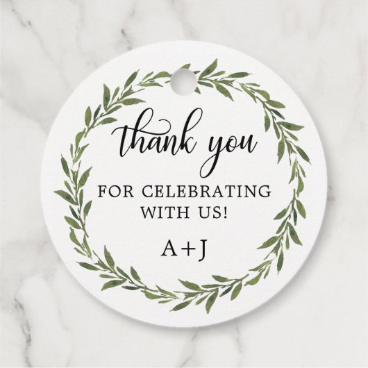 葉植物学リースの結婚白ありがとう フェイバータグ (裏面)