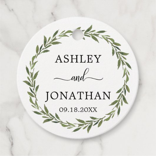 葉植物学リースの結婚白ありがとう フェイバータグ (正面)