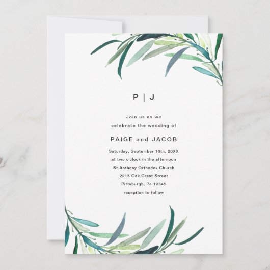 葉植物学結婚院 招待状 (正面)