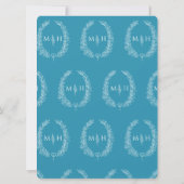 葉楕円形のラインアート結婚のアクアティール(緑がかった色)と白 招待状 (裏面)