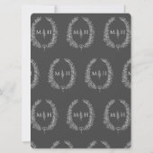 葉楕円形の線の結婚アートの濃い灰色と白 招待状 (裏面)