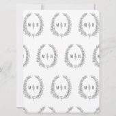 葉楕円形の線の結婚アートの濃い灰色と白 招待状 (裏面)