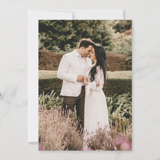 葉楕円形の線アート結婚のダークブルー金ゴールドホワイト 招待状 (裏面)