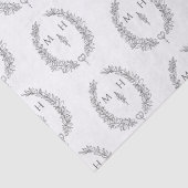 葉楕円形モノグラムスケッチグレイ結婚オン白 薄葉紙 (詳細)