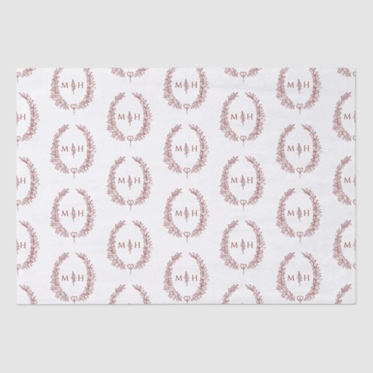 葉楕円形モノグラムスケッチ暗赤色結婚白 薄葉紙 (正面)