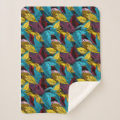 葉模様の毛布 シェルパブランケット (正面)