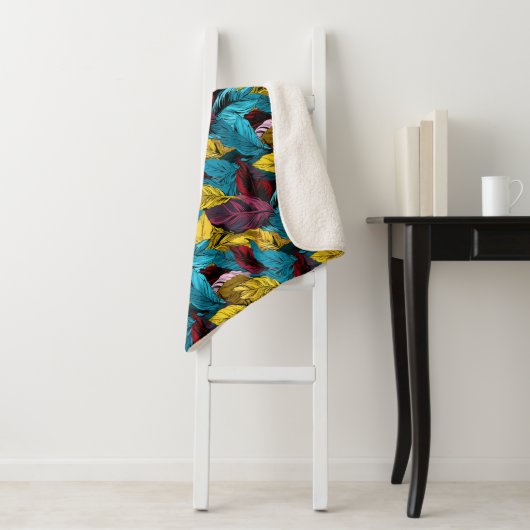 葉模様の毛布 シェルパブランケット (インサイチュ)