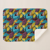 葉模様の毛布 シェルパブランケット (正面(横))