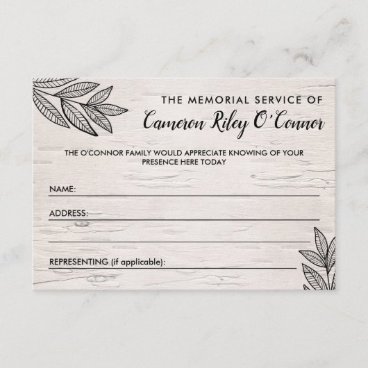 葉樺の木メモリアルサービス出席 エンクロージャーカード (正面)