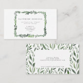 葉状の水色フローラ エレガント 名刺 (正面/裏面)