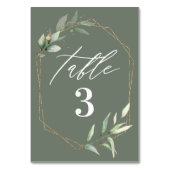 葉状の水色金ゴールド結婚の表番号 テーブルナンバー (正面)