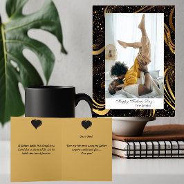 葉状の渦巻きモダンスクリプトHappy Father Day写真 カード