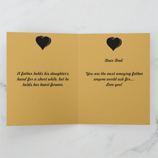 葉状の渦巻きモダンスクリプトHappy Father Day写真 カード (内部)