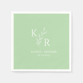 葉状イニシャル結婚の婚約ブライダルシャワー スタンダードカクテルナプキン