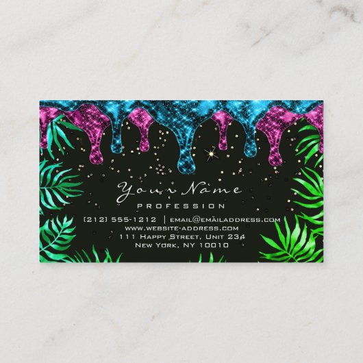 葉状グリッターワックス脱毛ピンク脱毛トロピック 名刺 (裏面)