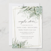 葉状ファーンポリキュルトフレームカップルシャワー招待状 サンキューカード (正面)