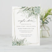 葉状ファーンポリキュルトフレームカップルシャワー招待状 サンキューカード (スタンド正面)