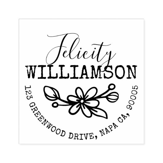 葉状フローラ植物花デイジー名住所 ラバースタンプ (インプリント)