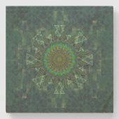 葉状フローラ角スティックパズル配置 ストーンコースター (正面)