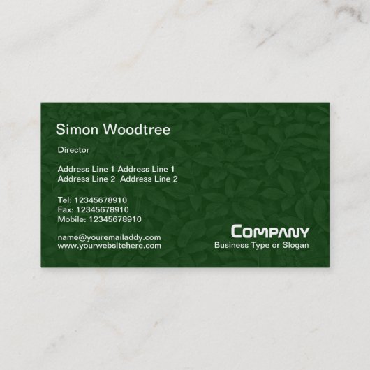 葉状低成長テクスチャ – 濃い緑 名刺 (正面)