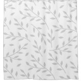 葉状枝パターン灰色の白い中間色 シャワーカーテン (正面)