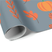 葉状秋のシームレスラッピング紙とカボチャ ラッピングペーパー (ロールコーナー)