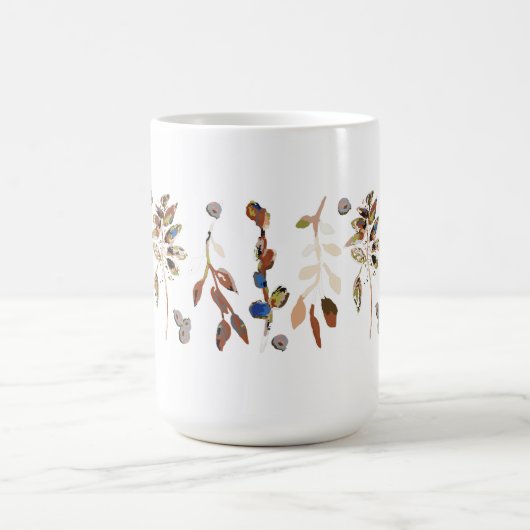 葉白エレガント水色フローラ コーヒーマグカップ (中央)