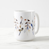 葉白エレガント水色フローラ コーヒーマグカップ (正面右)