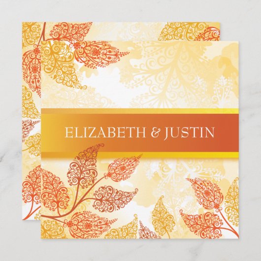 葉秋の結婚式レースのよう招待状 招待状 (正面/裏面)