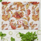 葉秋素朴モノグラム キッチンタオル (折り畳み)