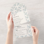 葉素朴の水彩模様結婚 オールインワン招待状 (貼ってはがせる)