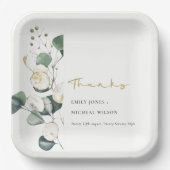 葉素朴の緑のユーカリの結婚葉 ペーパープレート (正面)