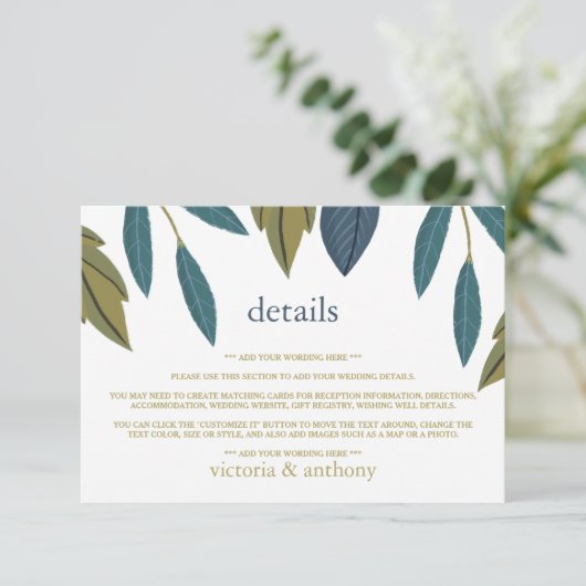 葉素朴フローラ結婚詳細 エンクロージャーカード (スタンド正面)