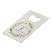 葉素朴リース秋冬の結婚式パーティー クレジットカード栓抜き (正面アングル)