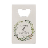 葉素朴リース秋冬の結婚式パーティー クレジットカード栓抜き (裏面)