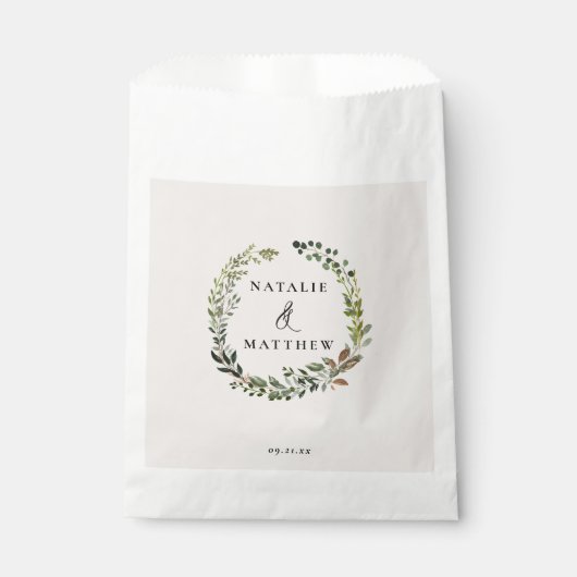 葉素朴リース秋冬の結婚式パーティー フェイバーバッグ (正面)