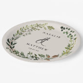 葉素朴リース秋冬の結婚式パーティー ペーパープレート (アングル)