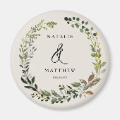 葉素朴リース秋冬の結婚式パーティー マグネット (正面)