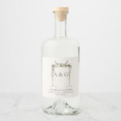 葉素朴白フローラのスタッ結婚グキャノピー リキュールボトルラベル (正面)