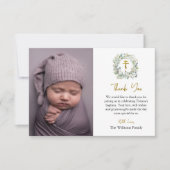 葉素朴葉リース正教会キリスト教バプテスマ サンキューカード (正面)