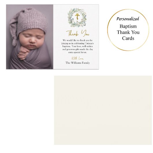 葉素朴葉リース正教会キリスト教バプテスマ サンキューカード