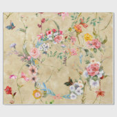 葉絵画花水彩継ぎ目無し  ラッピングペーパー (フラット)