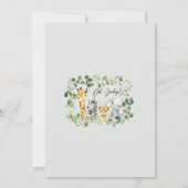 葉緑のグリーン ニュートラル サファリ ベビーシャワー 招待状 (裏面)