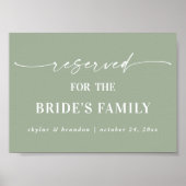 葉緑の予約済み 花嫁の家族 ウェディングサイン ポスター (正面)