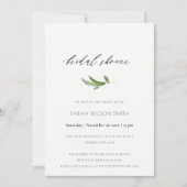 葉緑化ミニマル金ゴールド枠ブライダルシャワー 招待状 (正面)