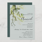 葉緑灰色の葉企業のパーティーイベント 招待状 (正面/裏面)