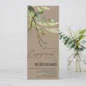 葉緑筏の茎葉水彩婚約 招待状 (スタンド正面)