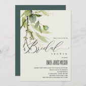 葉緑葉水彩ブライダルシャワー 招待状 (正面/裏面)