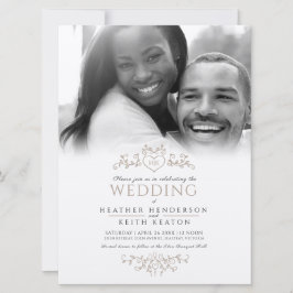 葉線芸術ハートモノグラム結婚タンの写真 招待状